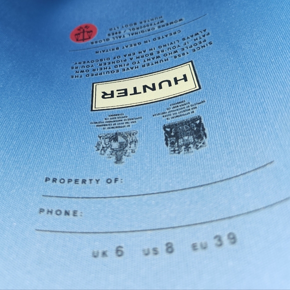 🔥 Hunter Women's Original Tall Gloss Rain Boots, blue, size 8 🔥 - Picture 2 of 10